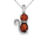 2.00 Carat (ctw) Natural Garnet Kitty Cat Pendant Necklace in Sterling Silver and Chain